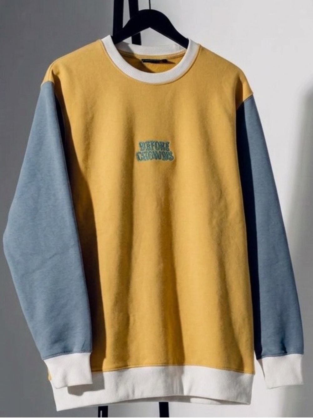 Rusty Vintage 90s Surf Skate sweatshirt color block Butter yellow M